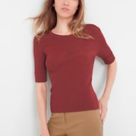 WHITE HOUSE BLACK MARKET TERRA ROSE RIBBED SWEATER - Picture 3 of 3